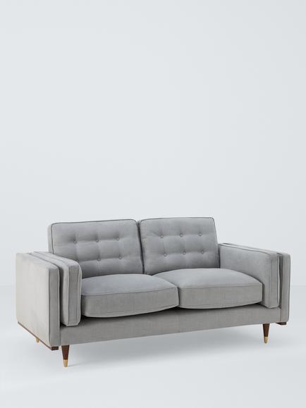 John Lewis + Swoon Lyon Medium 2 Seater Sofa, Dark Leg, Weave Nickel Grey, Weave Nickle Grey