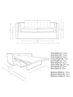 John Lewis + Swoon Lyon Medium 2 Seater Sofabed, Dark Leg, Weave Nickle Grey - view 2, Weave Nickle Grey