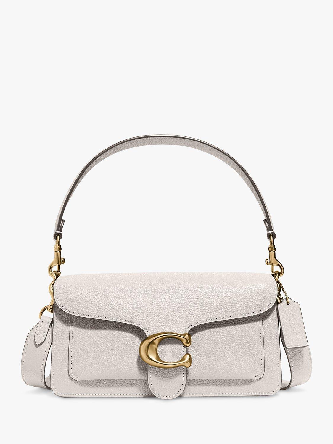 Product image 1 of 4, which shows Coach Tabby 26 Pebbled Leather Shoulder Bag, Chalk