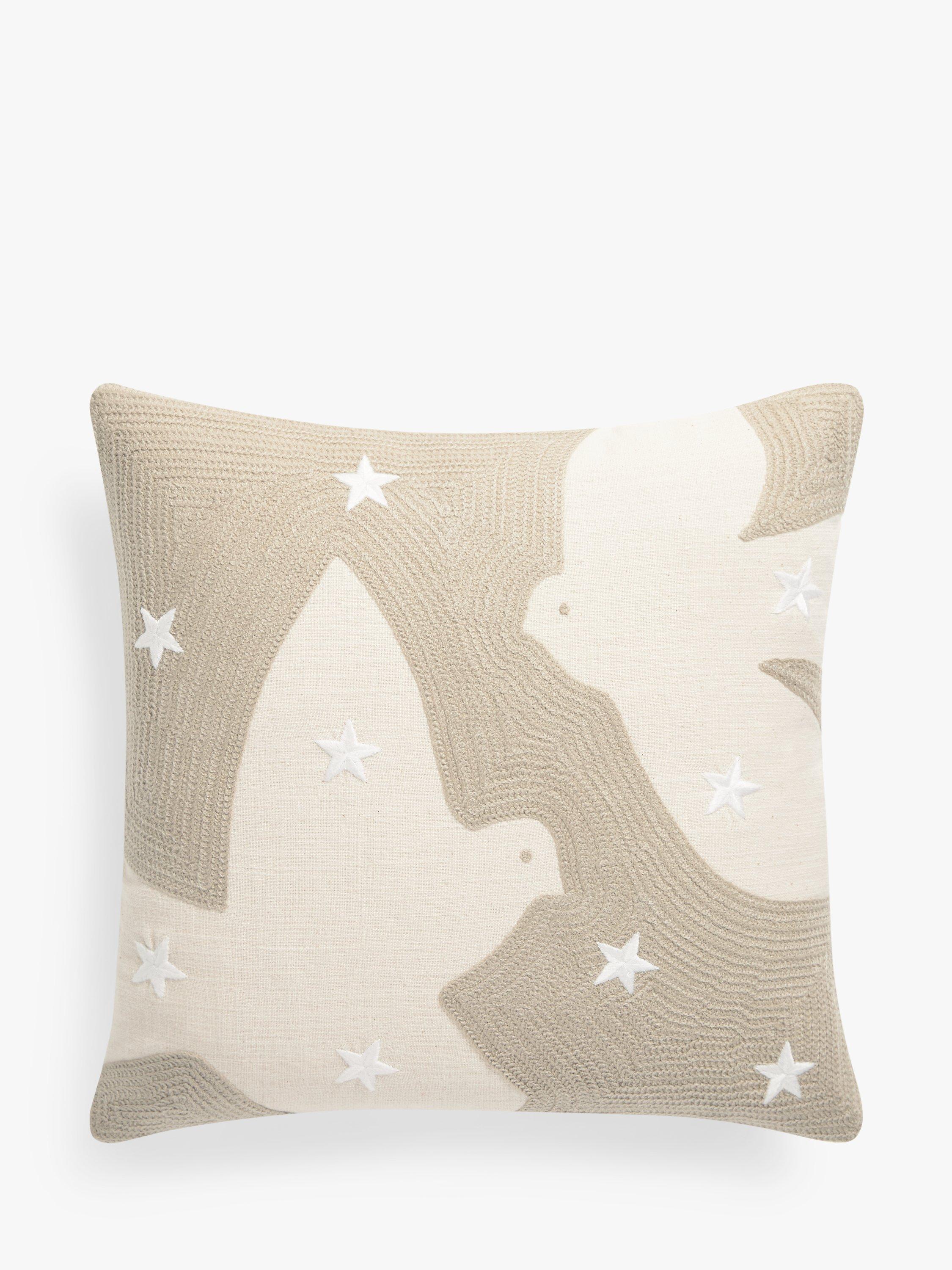 John Lewis Peace Bird Christmas Cushion, Greige