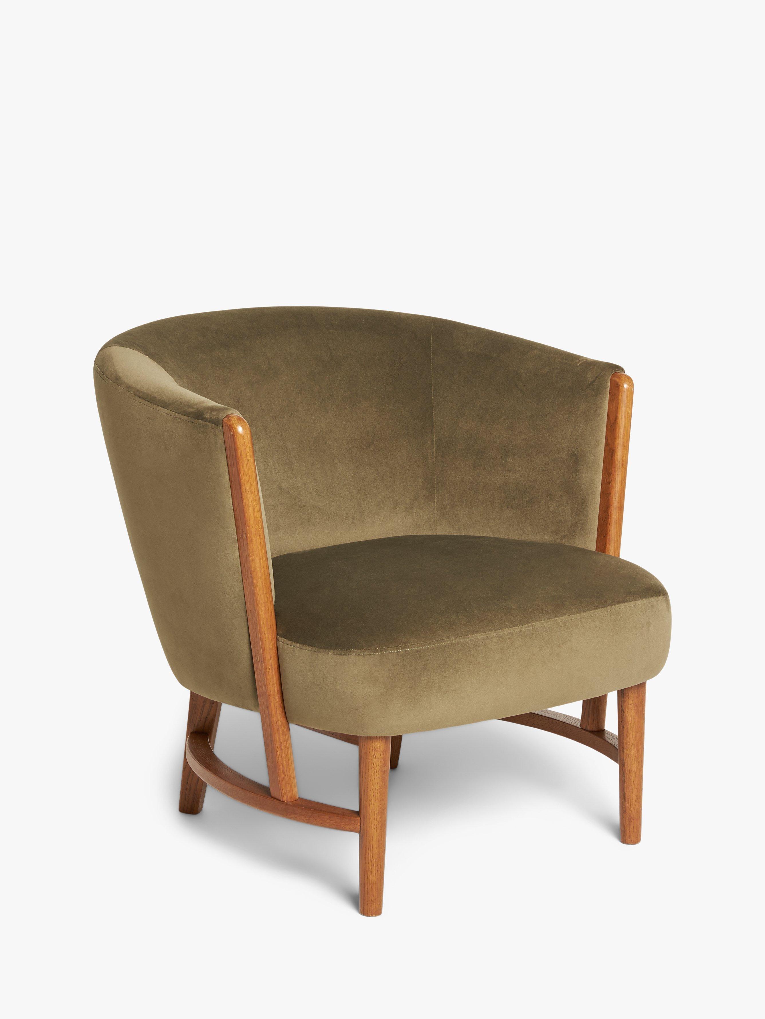 Drift Range, John Lewis Drift Armchair, Dark Leg, Moss Green Smooth Velvet