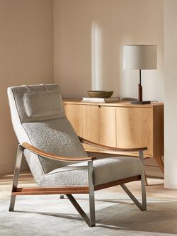 John Lewis Tilt High Back Armchair, Dark/Metallic Leg, Natural Boucle - view 2, Natural Boucle