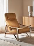John Lewis Tilt High Back Leather Armchair, Dark/Metallic Leg, Saddle Brown Leather
