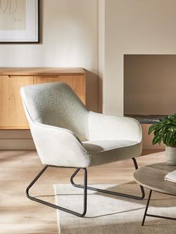 John Lewis Form Accent Chair, Black Metal Leg - view 2, Natural Boucle