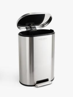 John Lewis Oval Pedal Bin, Brushed Stainless Steel, 50L - view 2, Stainless Steel