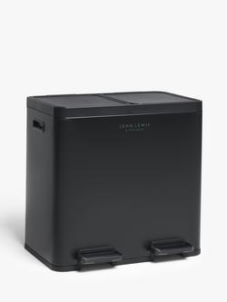 John Lewis 2 Section Recycling Bin, with Handles, 40L, Black