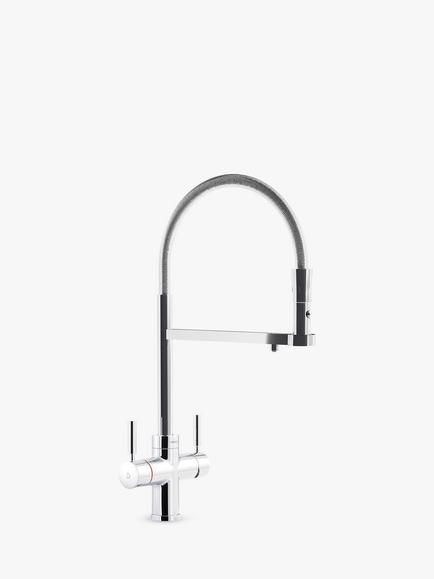 Pronteau by Abode 3-In-1 Professional Pull-Around Steaming Hot Water Kitchen Tap, Chrome