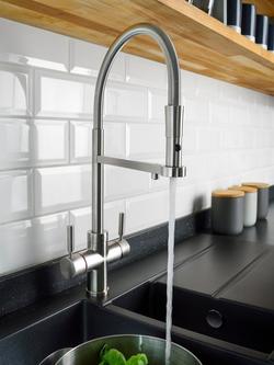 Pronteau by Abode 3-In-1 Professional Pull-Around Steaming Hot Water Kitchen Tap - view 2, Brushed Nickel