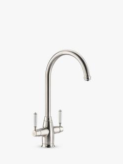 Pronteau by Abode ProTrad Swan 4-In-1 Instant Steaming Hot & Filtered Water 2 Lever Kitchen Tap, Brushed Nickel