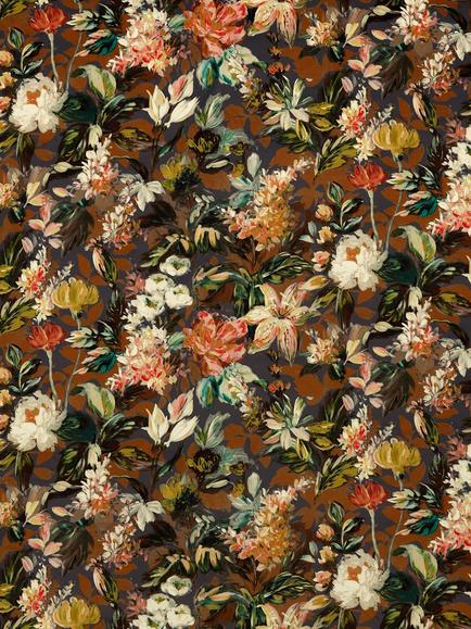 Clarke & Clarke Lilum Velvet Furnishing Fabric, Russet/Noir