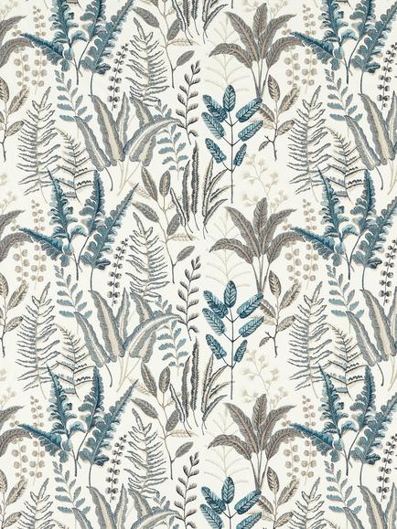Clarke & Clarke Bracken Embroidered Furnishing Fabric, Denim