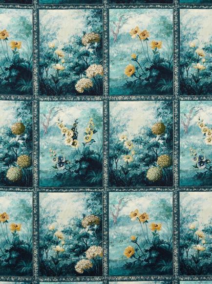Clarke & Clarke Artus Furnishing Fabric, Denim/Ochre, Denim/Ochre