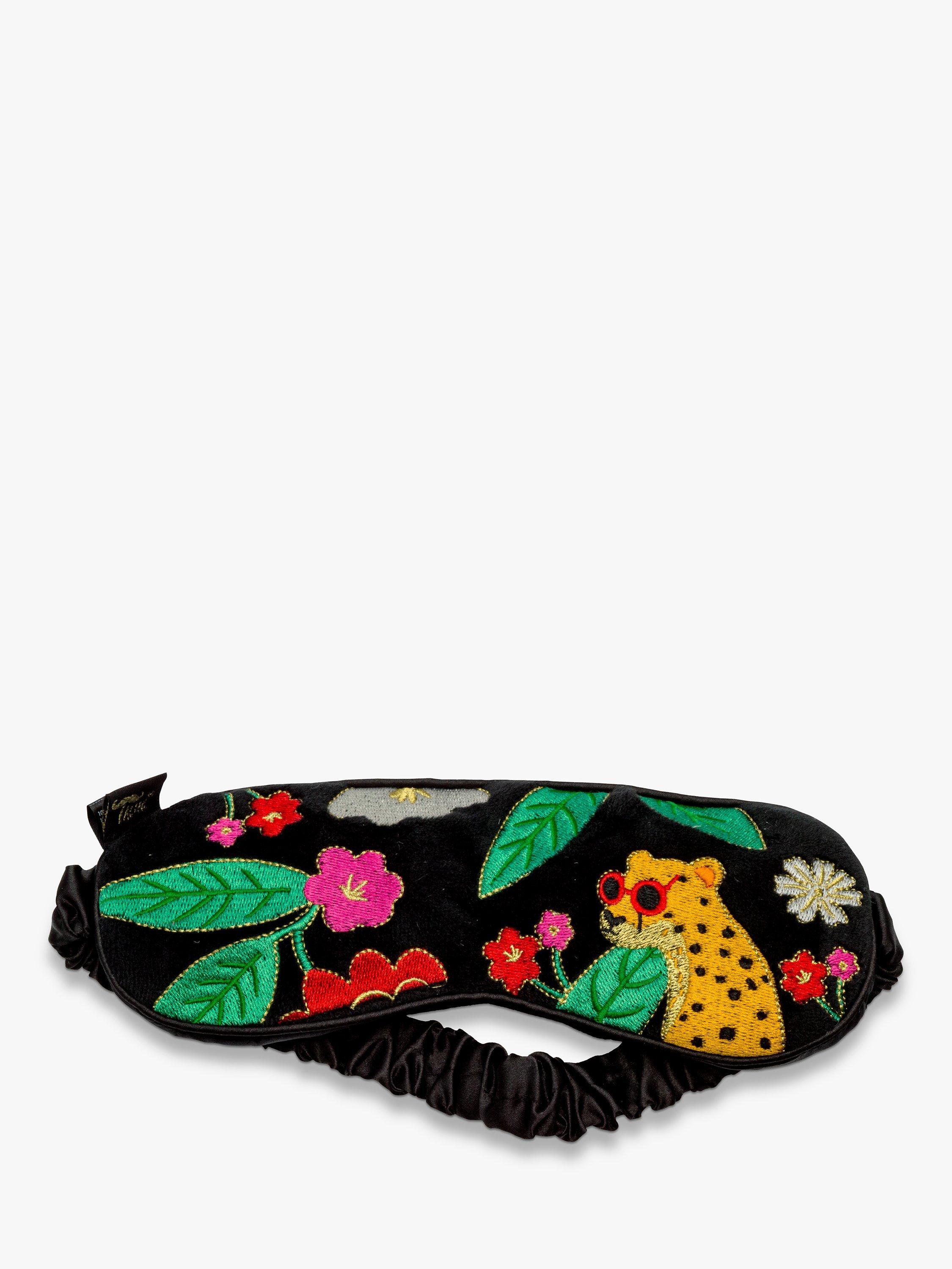 Product image 1 of 4, which shows Tache Crafts Embroidered Silk Lined Eye Mask, Black/Multi