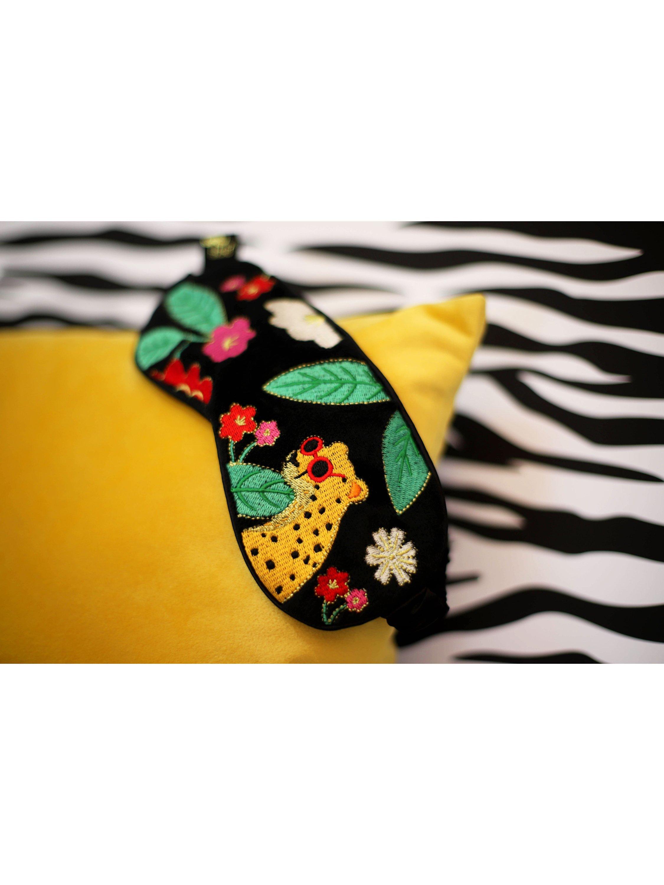 Product image 4 of 4, which shows Tache Crafts Embroidered Silk Lined Eye Mask, Black/Multi