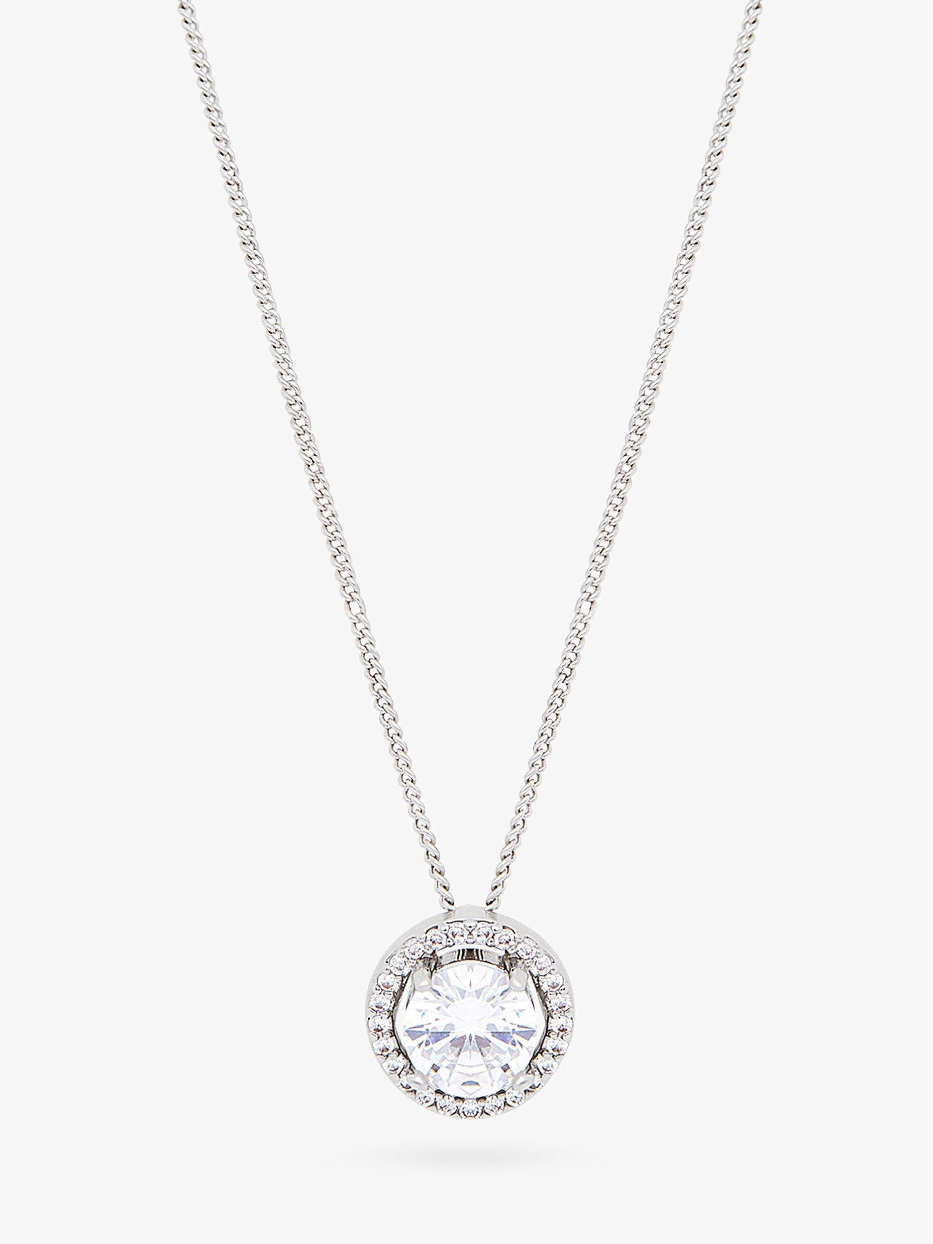 Product image 2 of 2, which shows Jon Richard Rhodium Plated Cubic Zirconia Halo Pendant Necklace, Silver