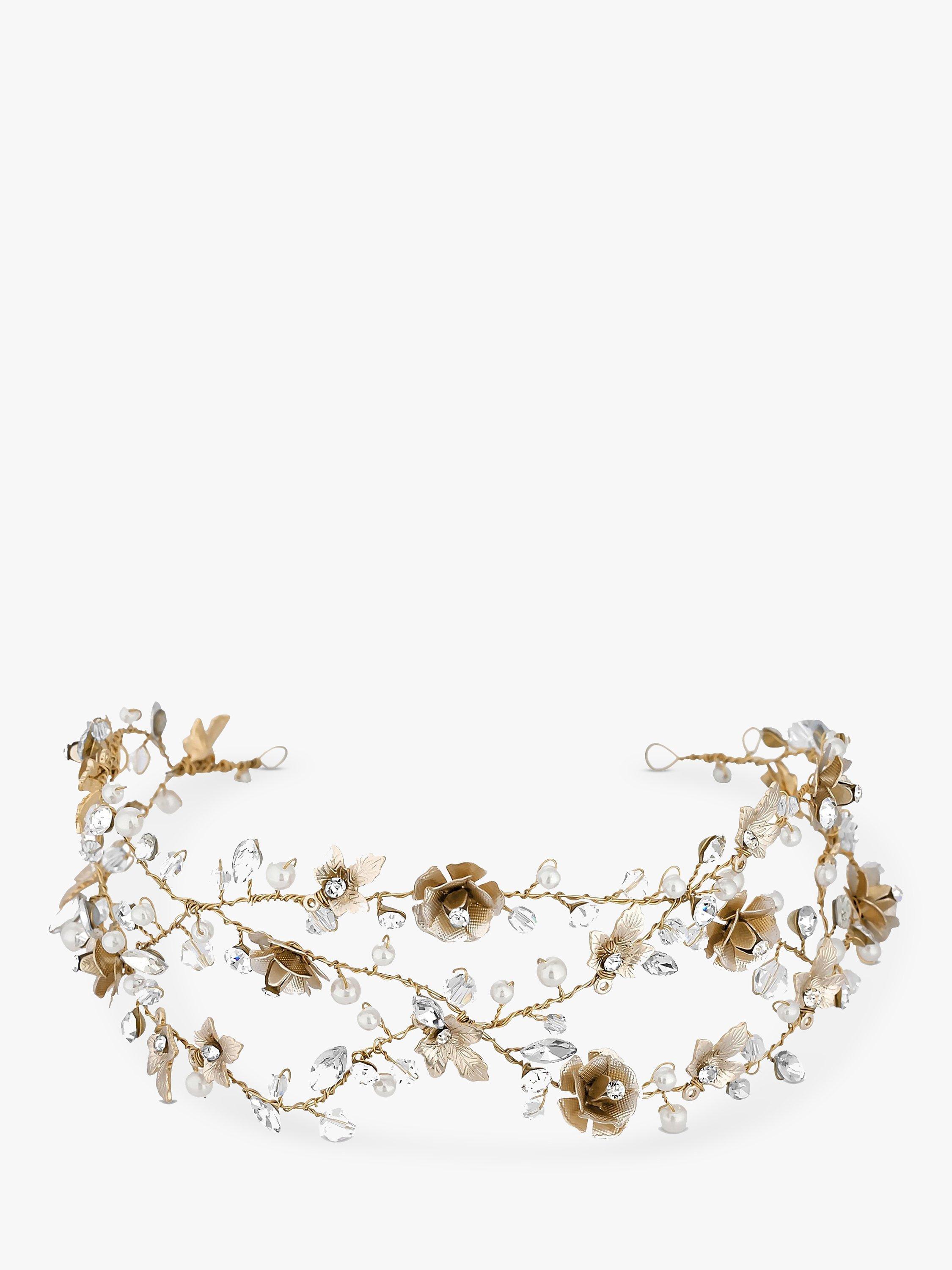 Product image 1 of 2, which shows Jon Richard Sienna Floral Hair Vine, Gold