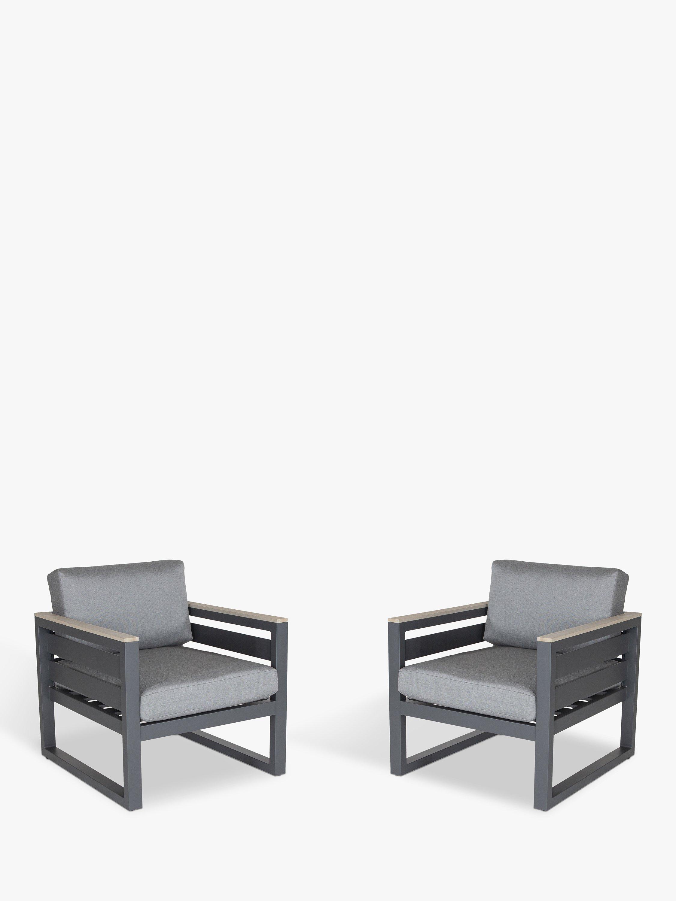 KETTLER Elba Grande Garden Armchair Chair, Set of 2, Grey