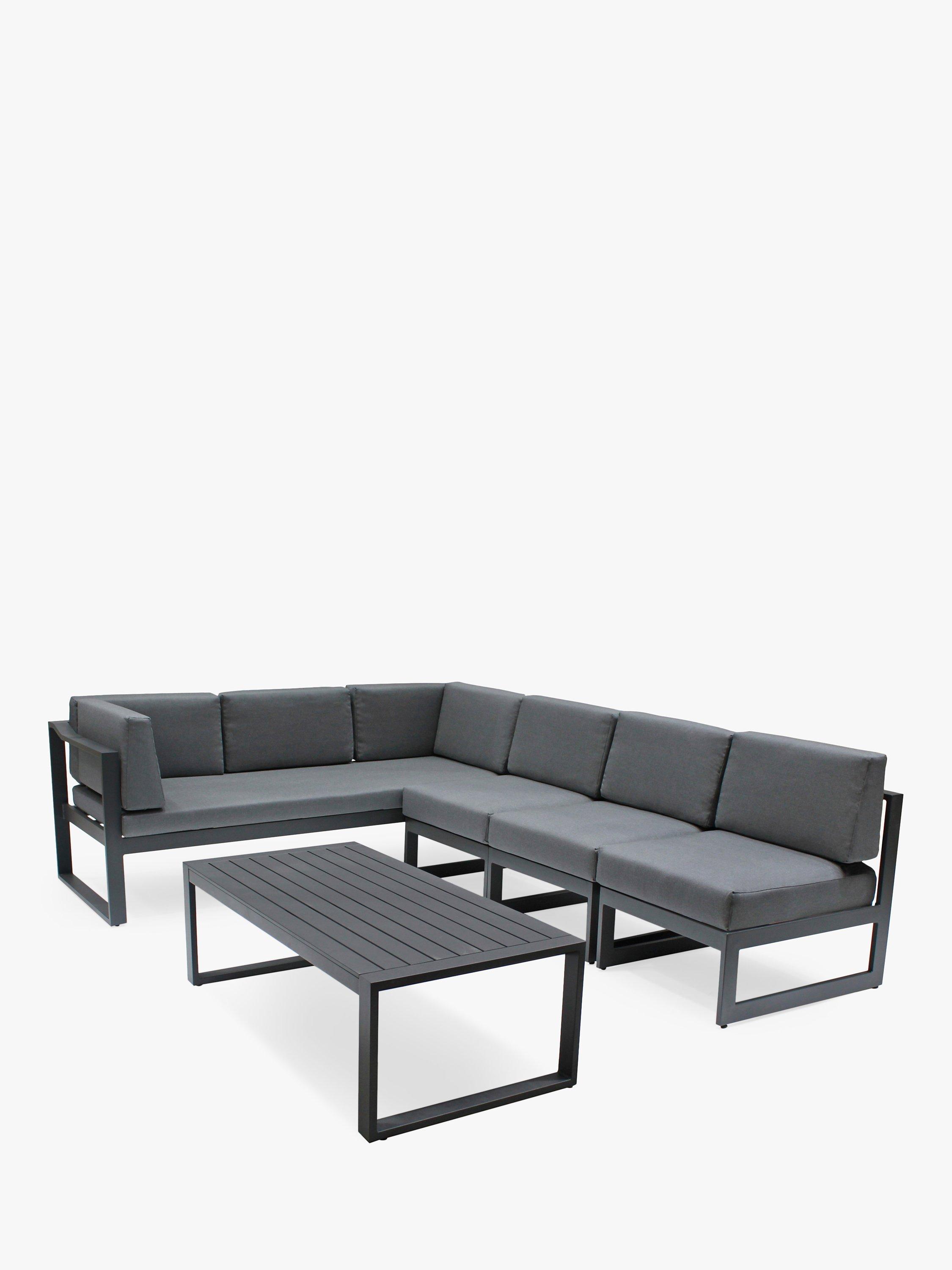 Menos by KETTLER Versa 5-Seat Garden Modular Corner Lounging Table & Chairs Set, Grey