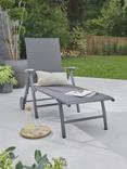 KETTLER Surf Active Folding Adjustable Sun Lounger with Teak Wood Armrests, Grey