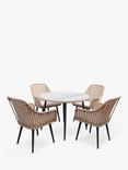 KETTLER Boho 4-Seater Garden Round Dining Table & Chairs Set, Natural