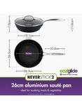 Eaziglide Neverstick2 Aluminium Non-Stick Saute Pan, 26cm