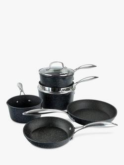 Eaziglide Neverstick2 Aluminium Non-Stick Pan Set, 5 Piece, Black