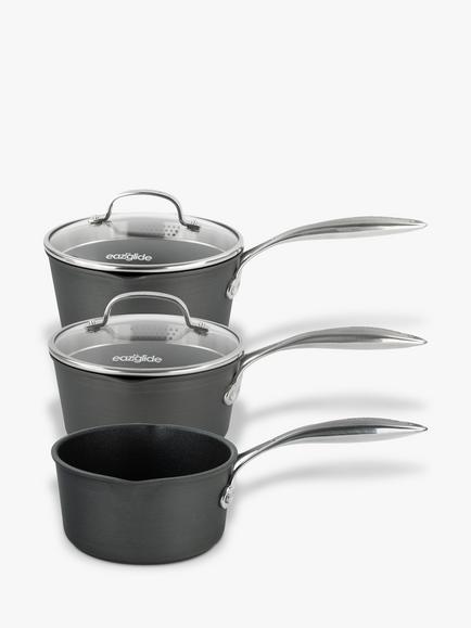 Eaziglide Neverstick3 Professional Aluminium Non-Stick Pan Set, 5 Piece - view 2, Grey