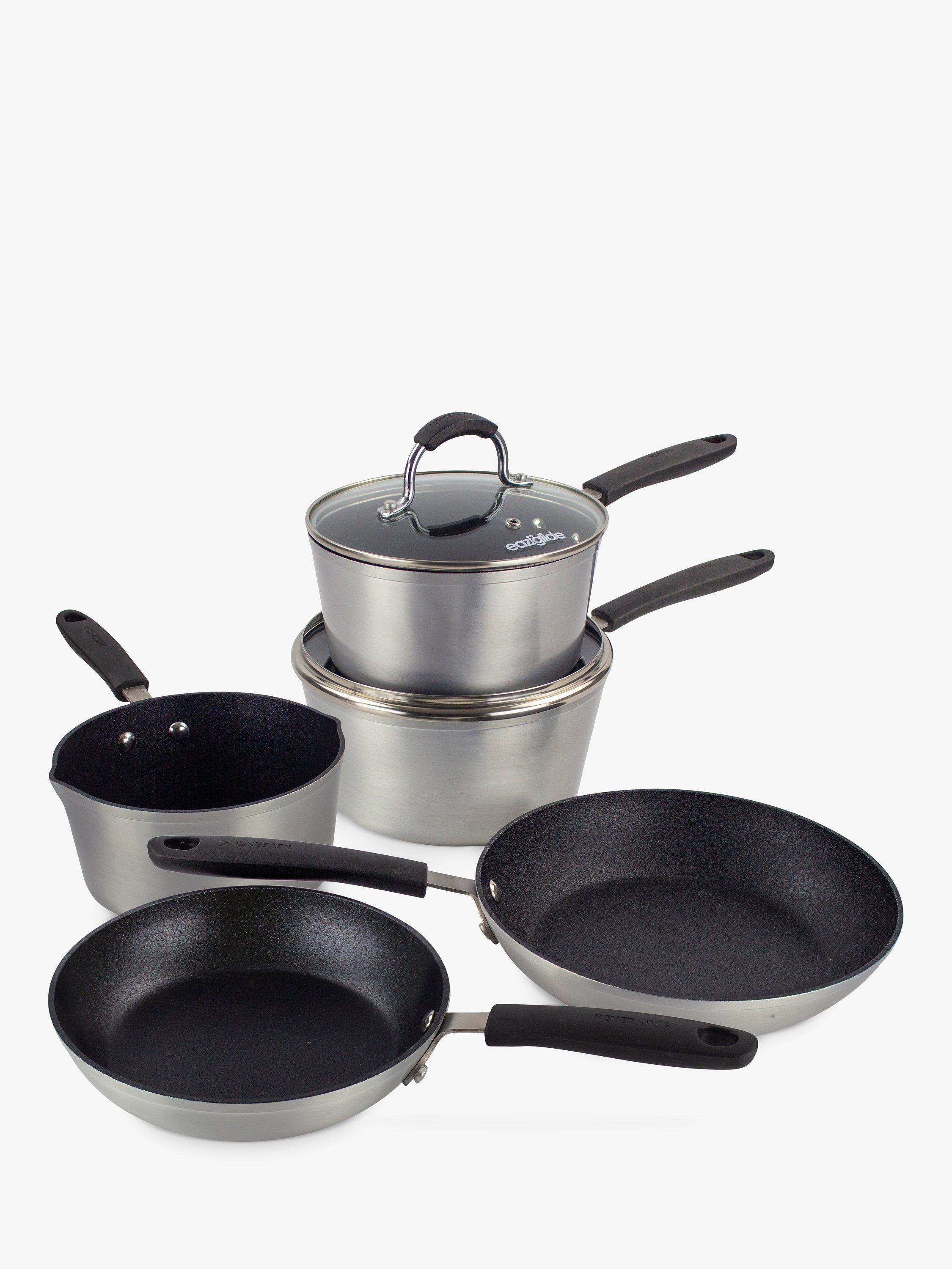 Eaziglide Neverstick+ Aluminium Non-Stick Pan Set, 5 Piece