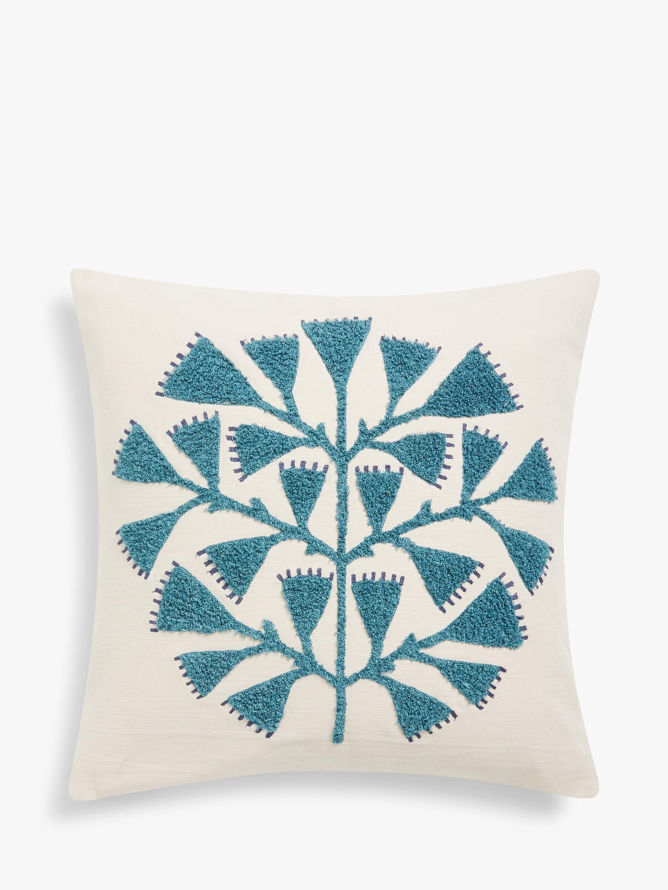 John Lewis Palm Flower Cushion, Fjord