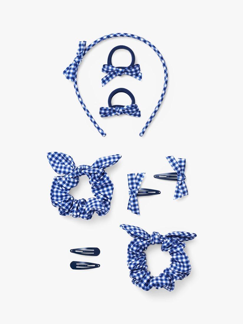 Small Stuff Kids' Gingham Hair Accessory Bundle, Navy Blue