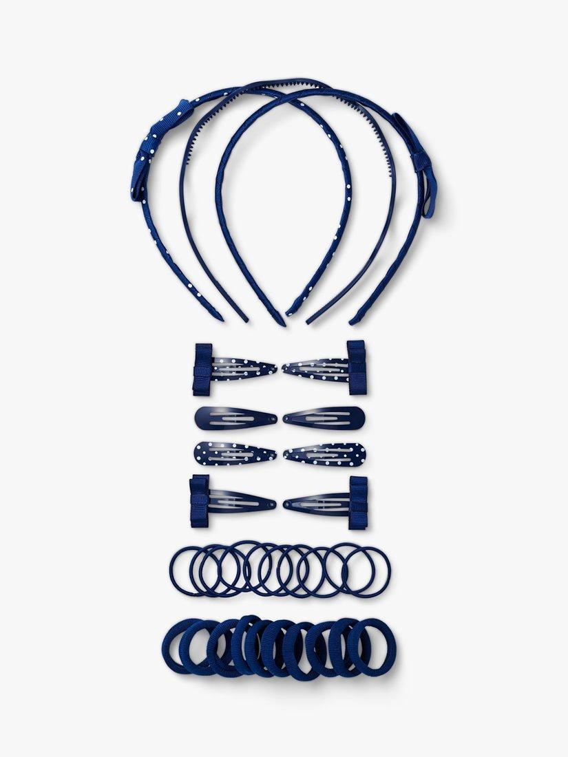 Product image 1 of 1, which shows Small Stuff Kids' Back To School Headband, Clips & Hairbands Set, Navy/White