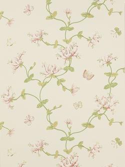 Colefax and Fowler Honeysuckle Garden Wallpaper, Pink/Green W7002/03