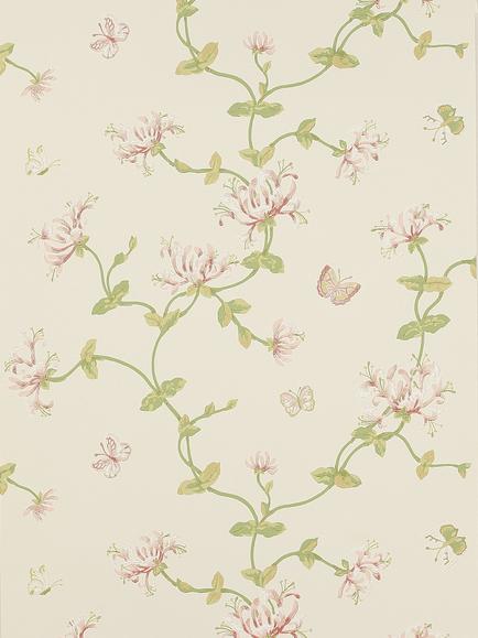 Colefax and Fowler Honeysuckle Garden Wallpaper, Pink/Green W7002/03
