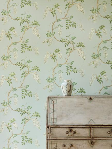 Colefax and Fowler Alderney Wallpaper - view 2, Aqua 7963/04