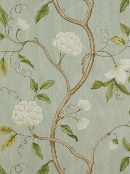 Colefax and Fowler Snow Tree Wallpaper, Aqua 7949/04