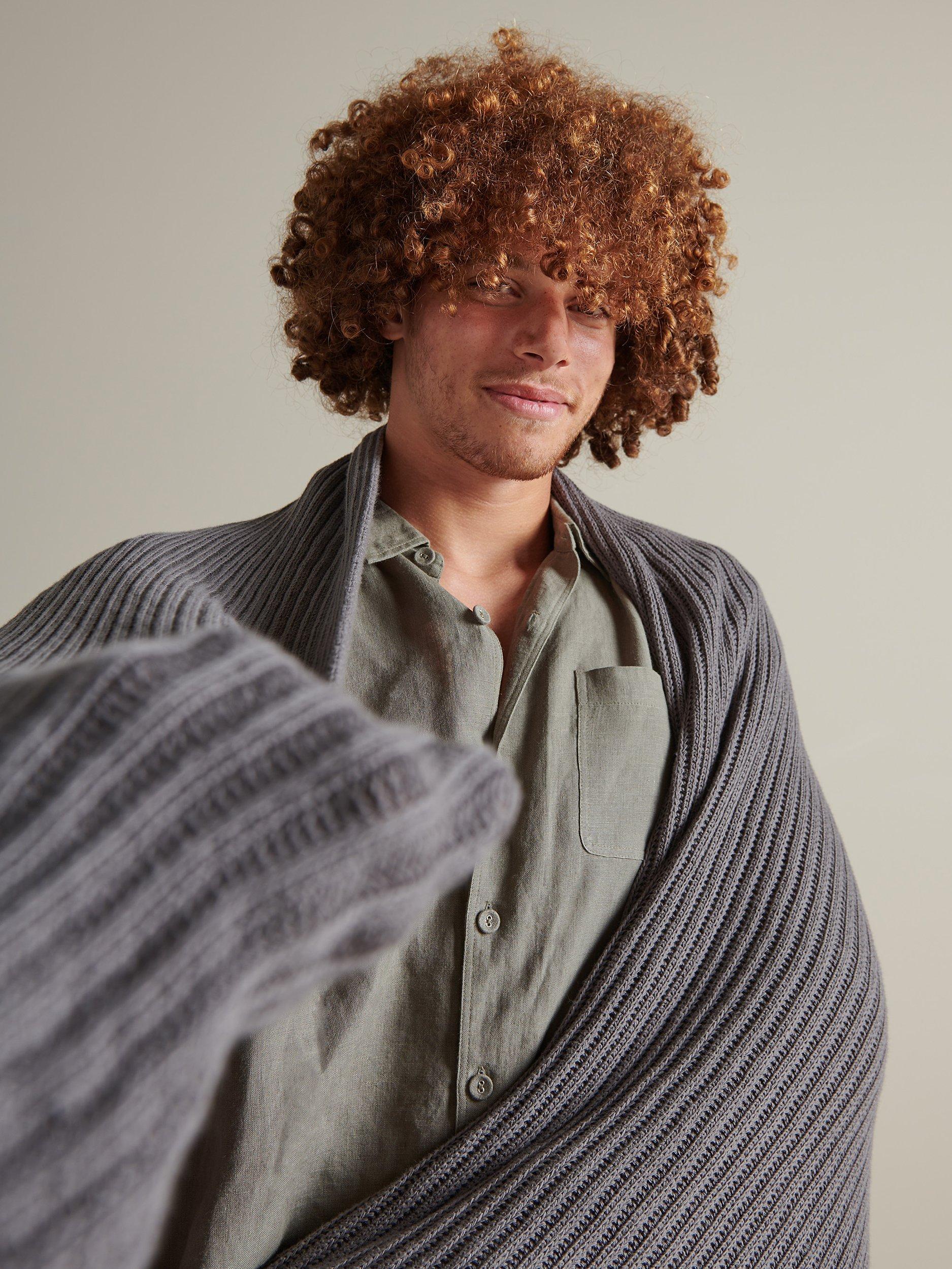 Bedfolk Knitted Throw, Slate