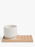 John Lewis New Bone China Desk Planter & Wood Board, Multi