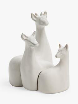 John Lewis Bevy of Deer Stoneware Ornament, White, White