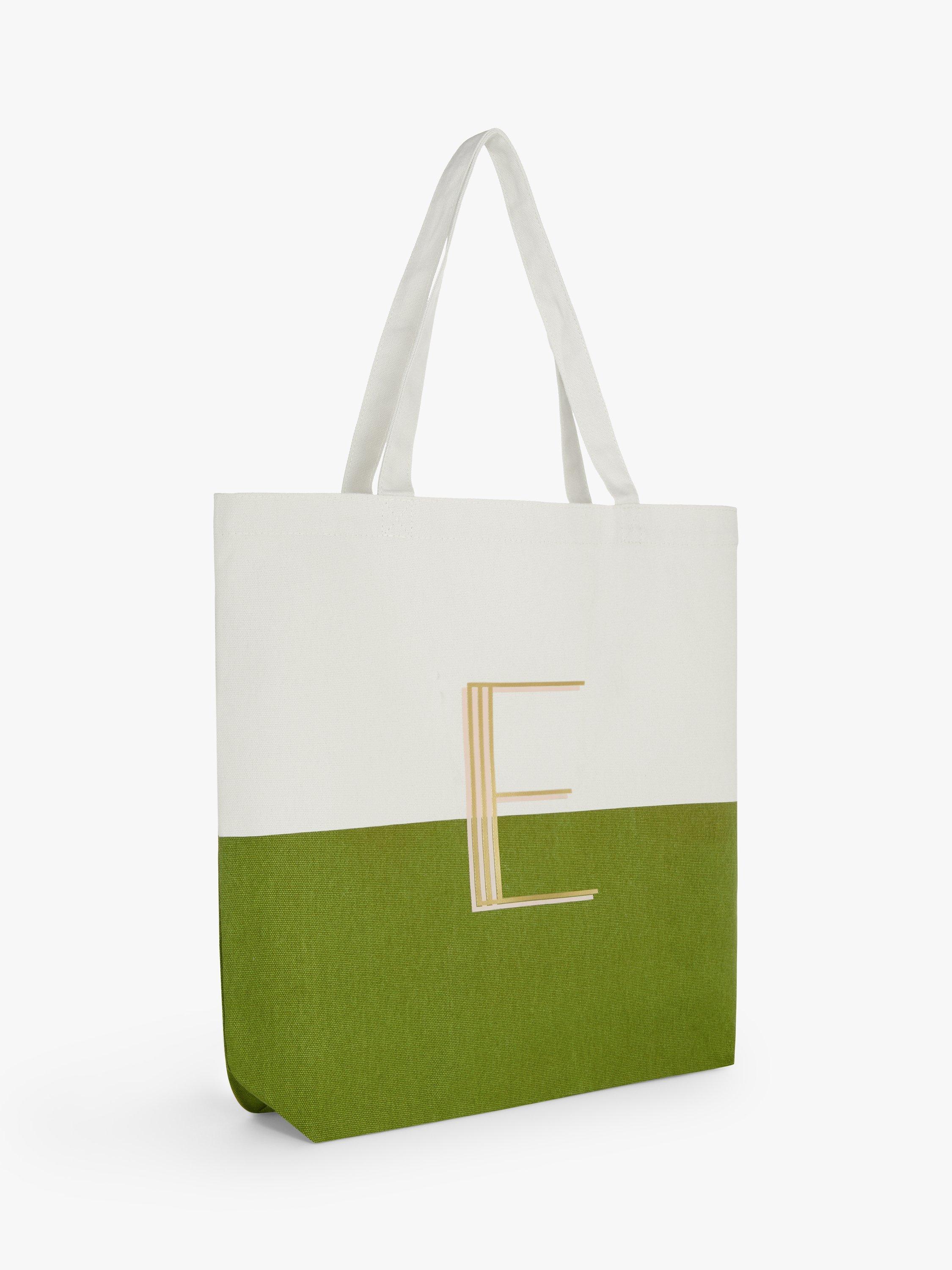 Product image 1 of 4, which shows John Lewis Alphabet Cotton Tote Bag, E