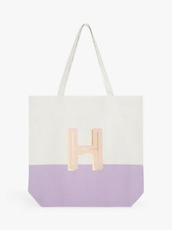 John Lewis Alphabet Cotton Tote Bag - view 2, H