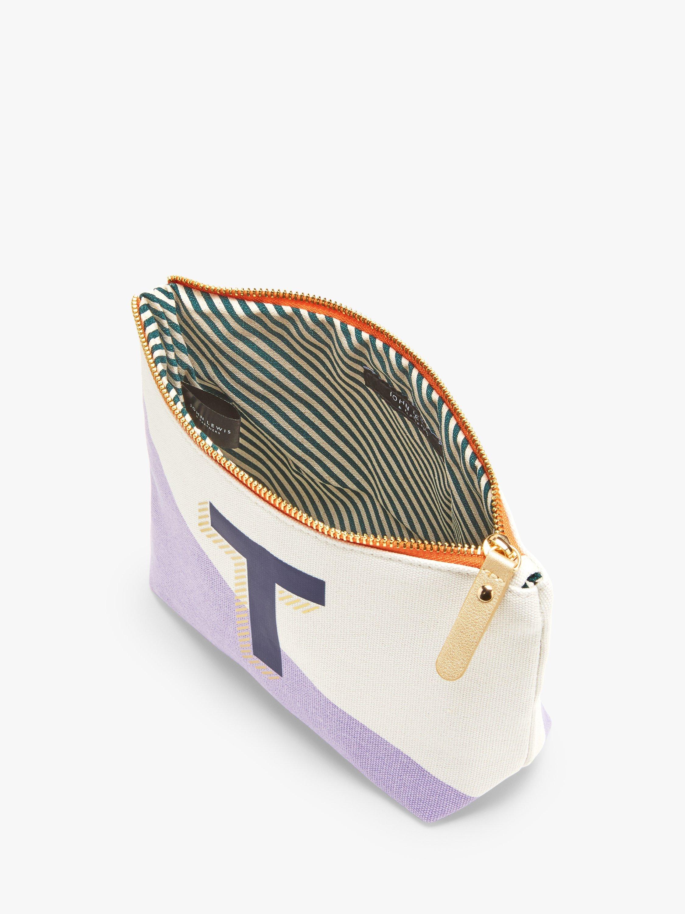 Product image 4 of 4, which shows John Lewis Alphabet Cotton Makeup Bag, T