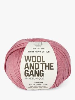Wool And The Gang Shiny Happy Cotton Knitting and Crochet Yarn, 100g, Candy Pink