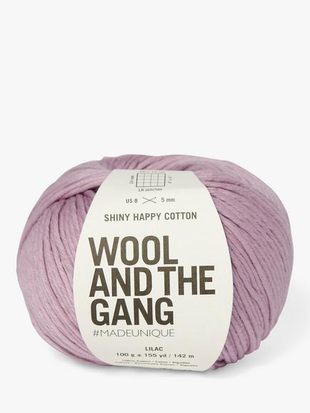 Wool And The Gang Shiny Happy Cotton Knitting and Crochet Yarn, 100g, Lilac