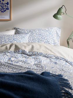 John Lewis ANYDAY Scribble Reversible Cotton Duvet Cover Set - view 2, Blue