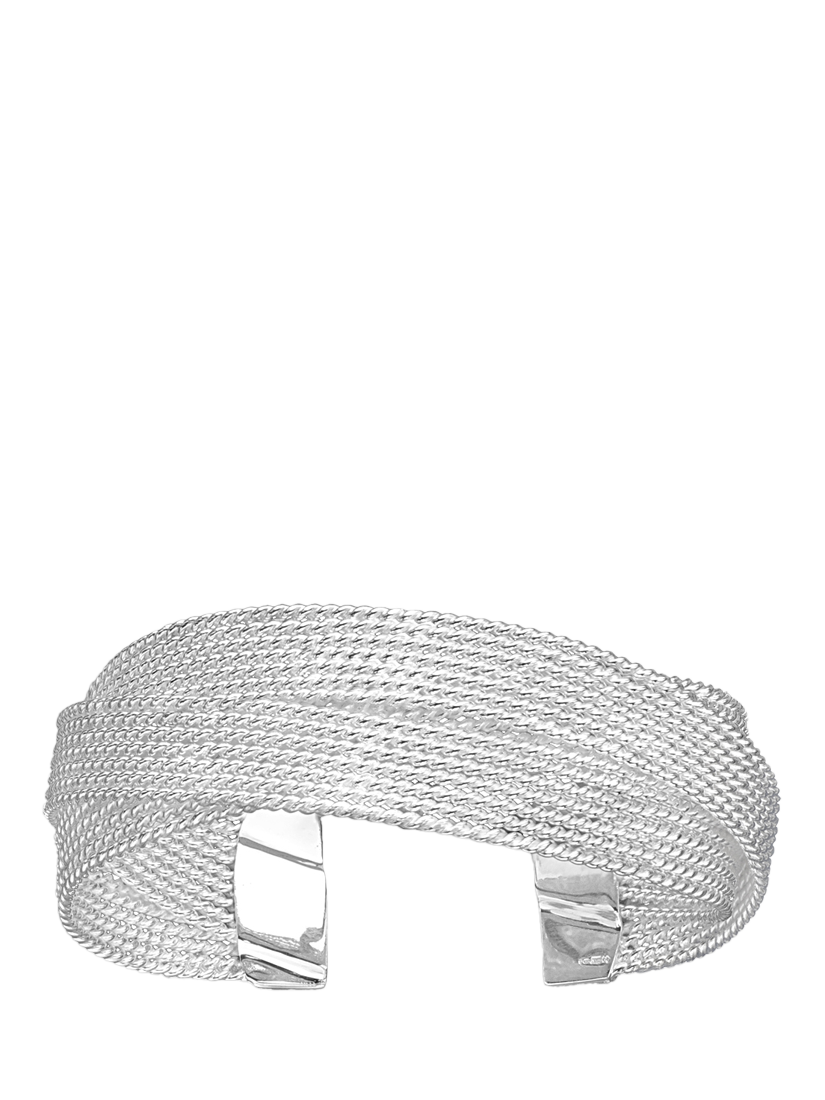 Product image 1 of 6, which shows Nina B Overlapping Cuff Bangle, Silver