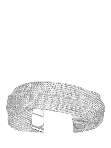 Nina B Overlapping Cuff Bangle, Silver, Silver