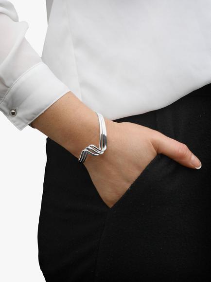 Nina B Folded 3 Strand Cuff, Silver - view 2, Silver