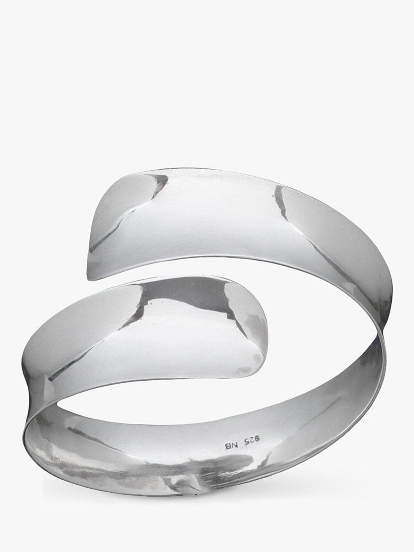 Product image 1 of 4, which shows Nina B Polished Overlapping Concave Cuff, Silver