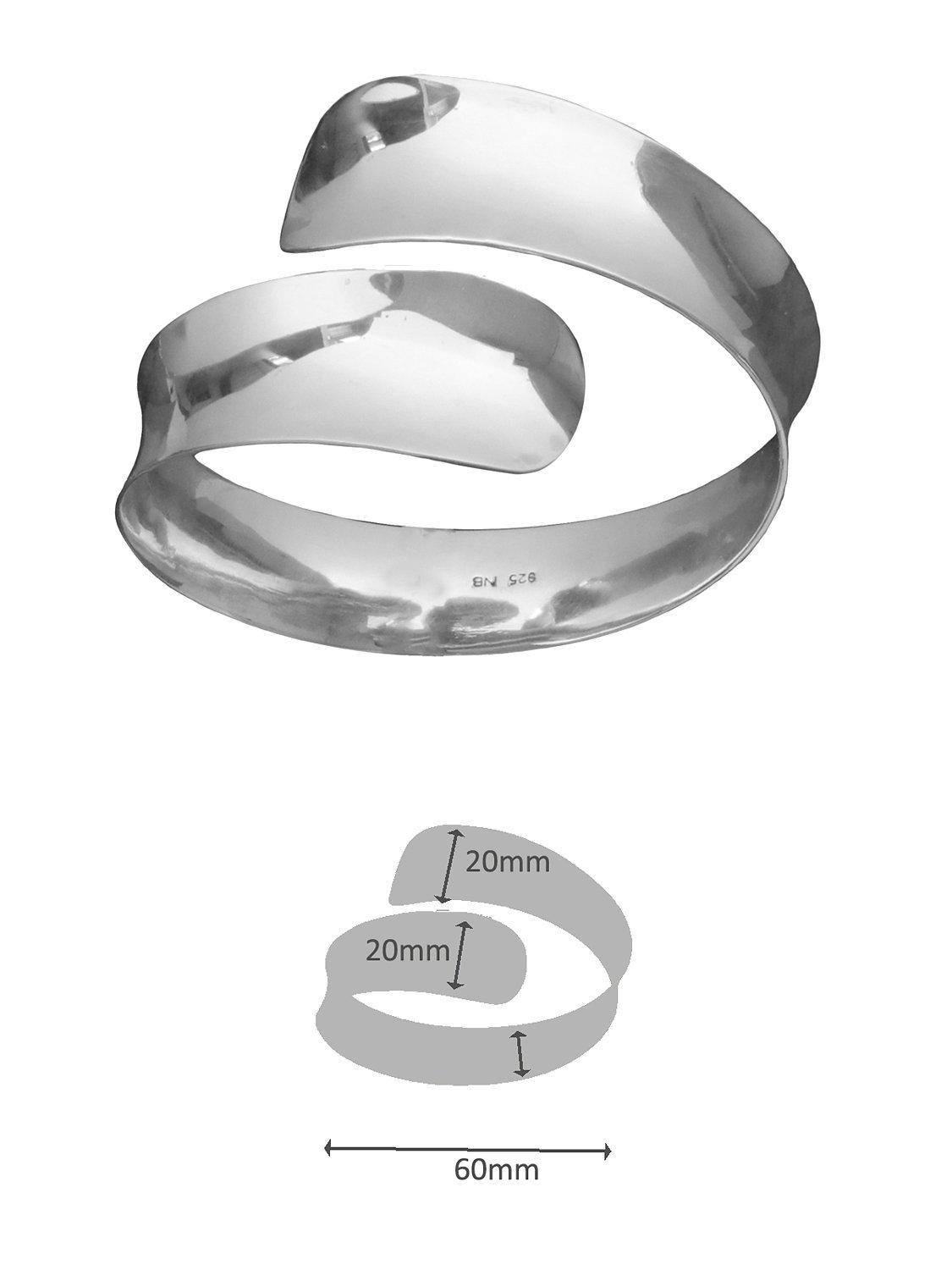 Product image 3 of 4, which shows Nina B Polished Overlapping Concave Cuff, Silver