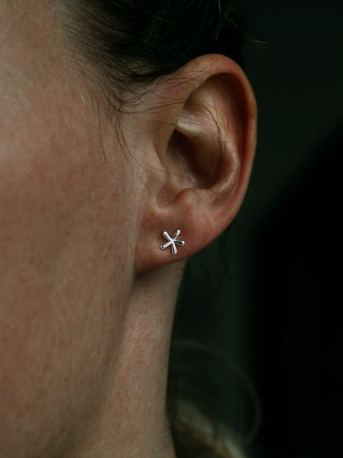 Product image 2 of 4, which shows Nina B Tiny Starburst Stud Earrings, Silver